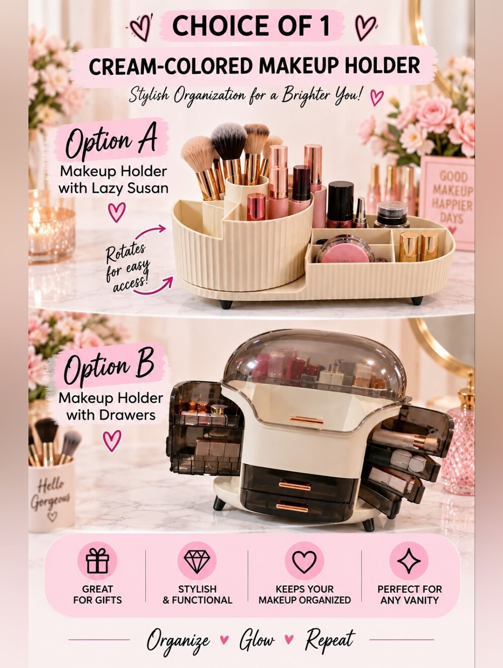 Choice Of 1 Cream Full Size Makeup Holder